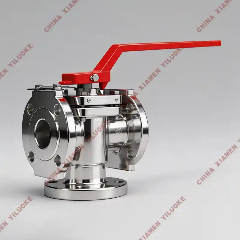 Three-Way Plug Valve with Flanged Ends